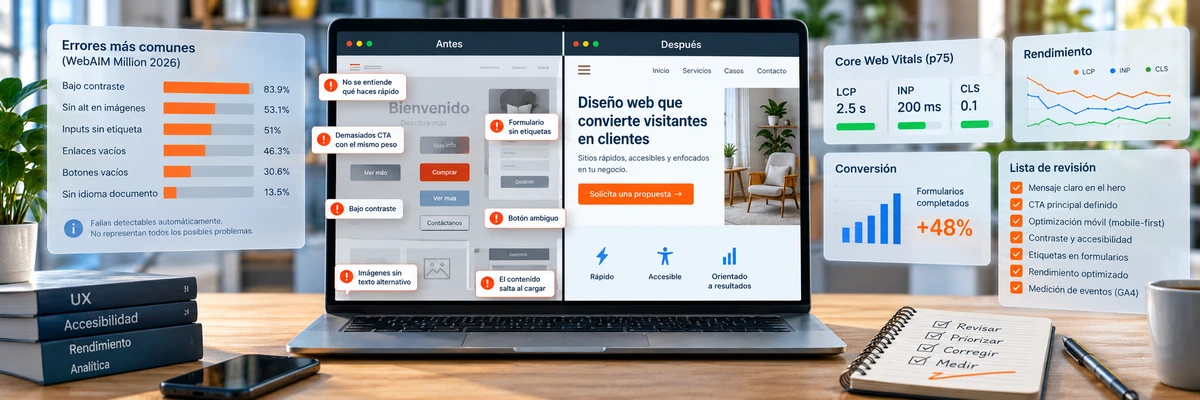 10 errores de diseño web que pueden hacerte perder clientes