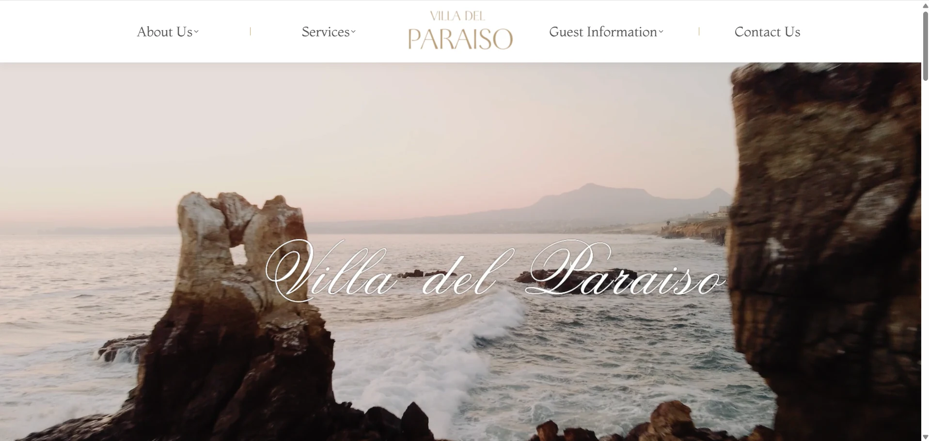 Villa del Paraíso — portada completa del sitio