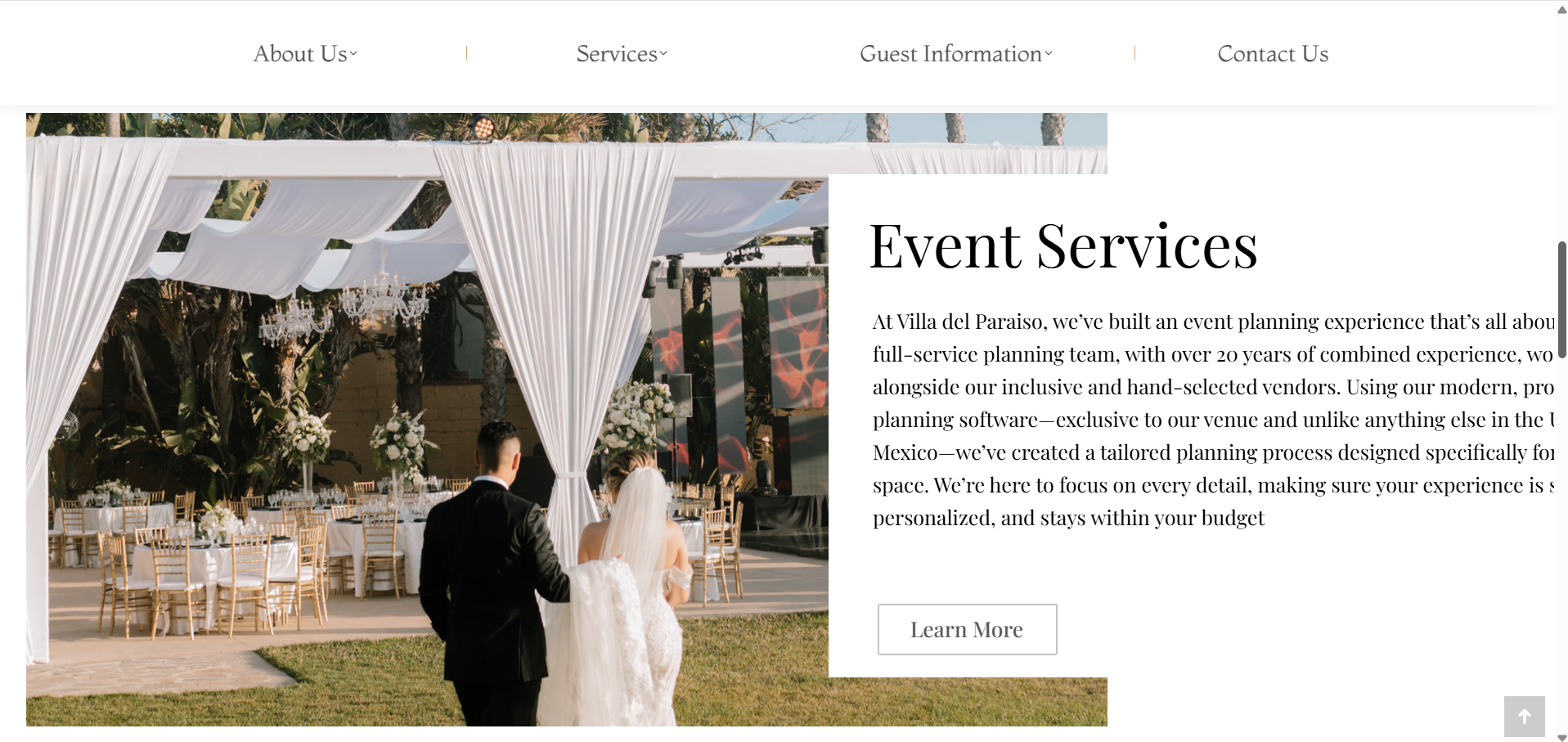 Event Services: fotografía y servicios para eventos en el sitio de Villa del Paraíso
