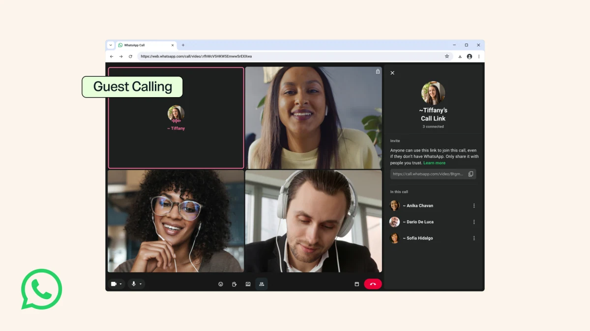 Visual reference: WhatsApp Lets People Join Calls Without an Account